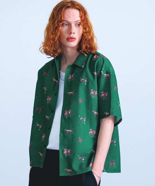 Revo.(レボ)の「Revo. ヴィンテージライク アニマルパターン ボックス セミオープンカラーシャツ 半袖(シャツ/ブラウス・メンズ・ベージュ/アイボリー/ブルー/ブラック/グリーン・L/M)」の12枚目の写真