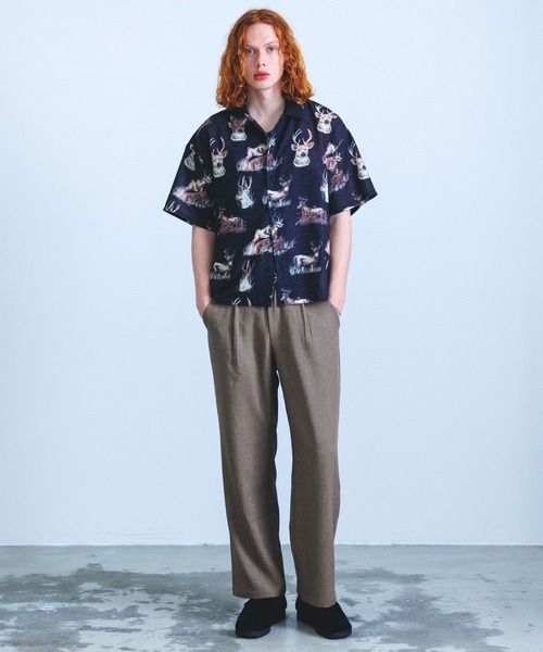 Revo.(レボ)の「Revo. ヴィンテージライク アニマルパターン ボックス セミオープンカラーシャツ 半袖(シャツ/ブラウス・メンズ・ベージュ/アイボリー/ブルー/ブラック/グリーン・L/M)」の10枚目の写真