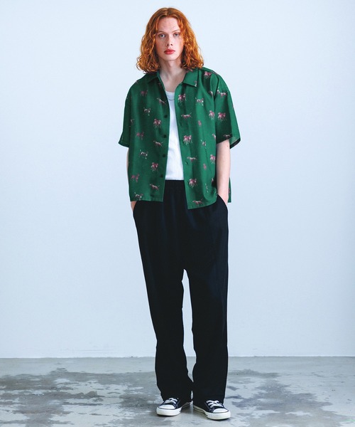 Revo.(レボ)の「Revo. ヴィンテージライク アニマルパターン ボックス セミオープンカラーシャツ 半袖(シャツ/ブラウス・メンズ・ベージュ/アイボリー/ブルー/ブラック/グリーン・L/M)」の14枚目の写真