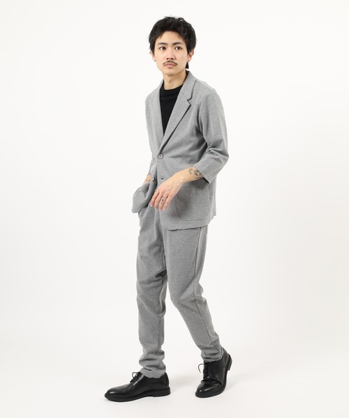 Relation(リレーション)の「ポンチ長袖JK&サルエルテーパードPTセットアップ(セットアップ・メンズ・ネイビー系/チャコールグレー/グレー系/グレー/ブラック系/ネイビー/チャコール/ブラック・XL-Short/XL-Long/M-Long/L-Long/M-Short/L-Short)」の6枚目の写真