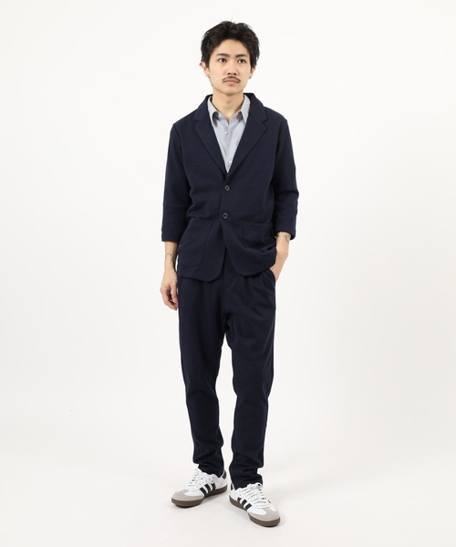 Relation(リレーション)の「ポンチ長袖JK&サルエルテーパードPTセットアップ(セットアップ・メンズ・ネイビー系/チャコールグレー/グレー系/グレー/ブラック系/ネイビー/チャコール/ブラック・XL-Short/XL-Long/M-Long/L-Long/M-Short/L-Short)」の8枚目の写真