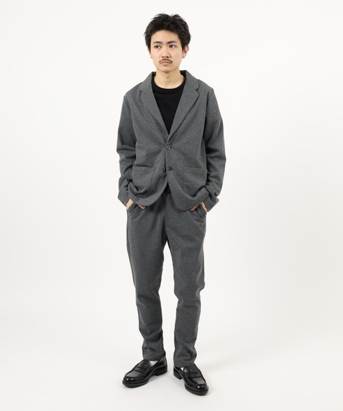 Relation(リレーション)の「ポンチ長袖JK&サルエルテーパードPTセットアップ(セットアップ・メンズ・ネイビー系/チャコールグレー/グレー系/グレー/ブラック系/ネイビー/チャコール/ブラック・XL-Short/XL-Long/M-Long/L-Long/M-Short/L-Short)」の5枚目の写真