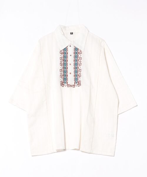 チャイハネ(チャイハネ)の「【チャイハネ】スミリティMEN'Sプルオーバーシャツ(シャツ/ブラウス・メンズ・パープル/ホワイト/イエロー・FREE)」の2枚目の写真
