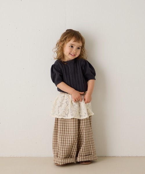 riziere（リジェール）の「透かし柄半袖ニットプルオーバー（Tシャツ/カットソー・キッズ・チャコール/アイボリー・120/110/100/90/150/140/130）」の13枚目の写真