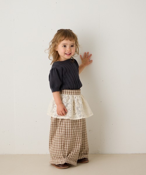 riziere（リジェール）の「透かし柄半袖ニットプルオーバー（Tシャツ/カットソー・キッズ・チャコール/アイボリー・120/110/100/90/150/140/130）」の14枚目の写真