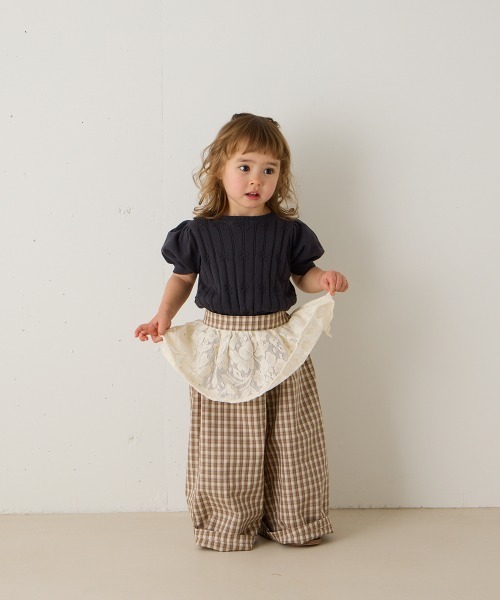 riziere（リジェール）の「透かし柄半袖ニットプルオーバー（Tシャツ/カットソー・キッズ・チャコール/アイボリー・120/110/100/90/150/140/130）」の15枚目の写真