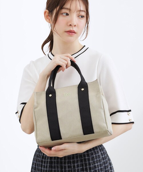 Lee(リー)の「【Lee別注】麻調スクエア2WAYトート(トートバッグ・レディース・サックスブルー/ベージュ系その他7/グレー・00)」の2枚目の写真