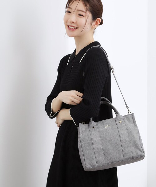 Lee(リー)の「【Lee別注】麻調スクエア2WAYトート(トートバッグ・レディース・サックスブルー/ベージュ系その他7/グレー・00)」の4枚目の写真