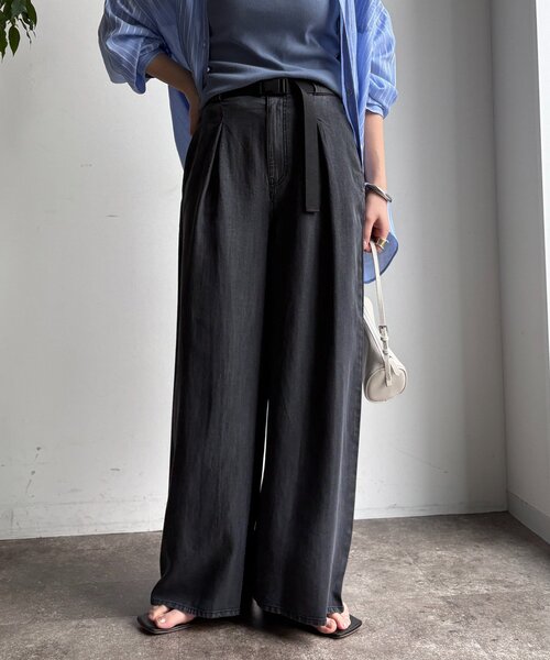 DouDou（ドゥドゥ）の「ベルト付リヨセルデニムパンツ（デニムパンツ・レディース・ブラック/ブルー・38/36）」の8枚目の写真