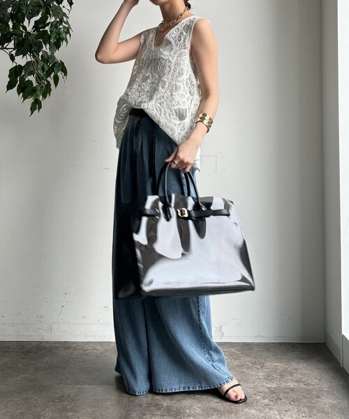 DouDou（ドゥドゥ）の「ベルト付リヨセルデニムパンツ（デニムパンツ・レディース・ブラック/ブルー・38/36）」の11枚目の写真