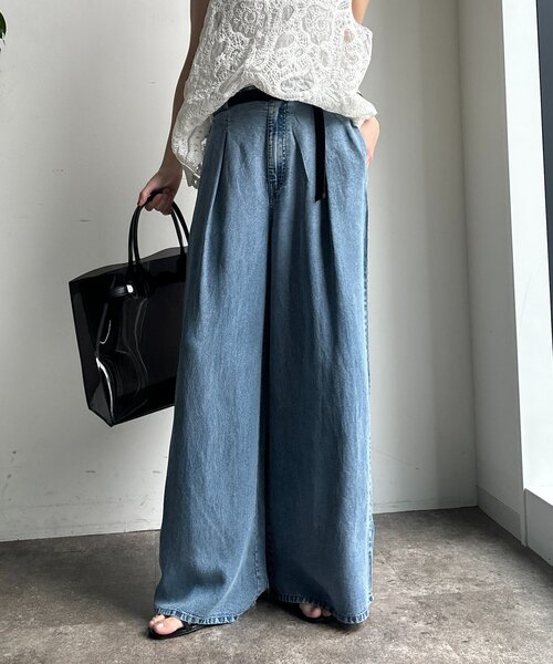 DouDou（ドゥドゥ）の「ベルト付リヨセルデニムパンツ（デニムパンツ・レディース・ブラック/ブルー・38/36）」の17枚目の写真