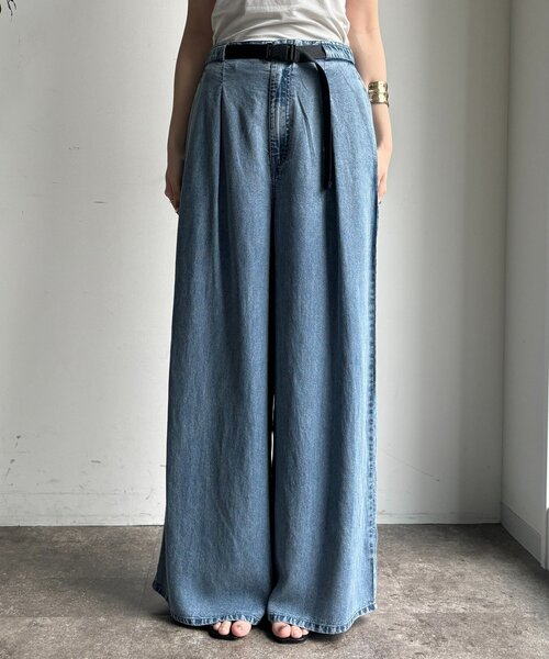 DouDou（ドゥドゥ）の「ベルト付リヨセルデニムパンツ（デニムパンツ・レディース・ブラック/ブルー・38/36）」の19枚目の写真