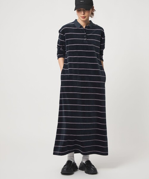 CITEN（シテン）の「＜CITEN＞ベロアボーダーワンピース（ワンピース・レディース・ネイビー/モカ・M/S）」の3枚目の写真