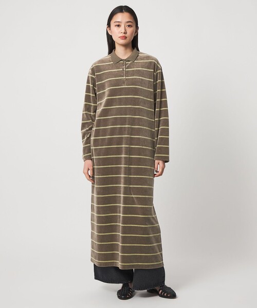 CITEN（シテン）の「＜CITEN＞ベロアボーダーワンピース（ワンピース・レディース・ネイビー/モカ・M/S）」の5枚目の写真