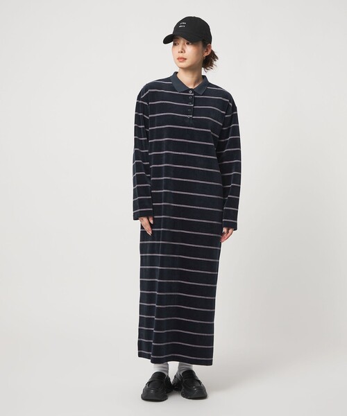 CITEN（シテン）の「＜CITEN＞ベロアボーダーワンピース（ワンピース・レディース・ネイビー/モカ・M/S）」の7枚目の写真