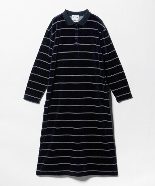 CITEN（シテン）の「＜CITEN＞ベロアボーダーワンピース（ワンピース・レディース・ネイビー/モカ・M/S）」の10枚目の写真