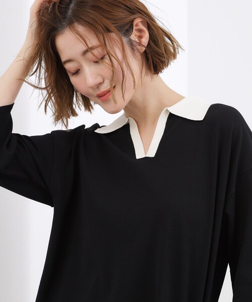 grove（グローブ）の「【貴島明日香さん着用】ラガークロップドプルオーバー（ニット/セーター・レディース・ブラック/ネイビー系2/ブルー系7・02/03/04/05）」の4枚目の写真