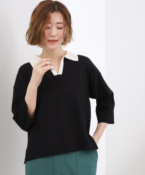 grove（グローブ）の「【貴島明日香さん着用】ラガークロップドプルオーバー（ニット/セーター・レディース・ブラック/ネイビー系2/ブルー系7・02/03/04/05）」の11枚目の写真