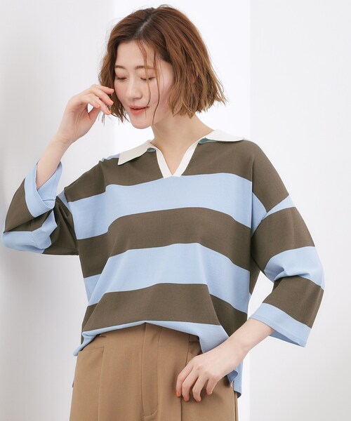 grove（グローブ）の「【貴島明日香さん着用】ラガークロップドプルオーバー（ニット/セーター・レディース・ブラック/ネイビー系2/ブルー系7・02/03/04/05）」の16枚目の写真