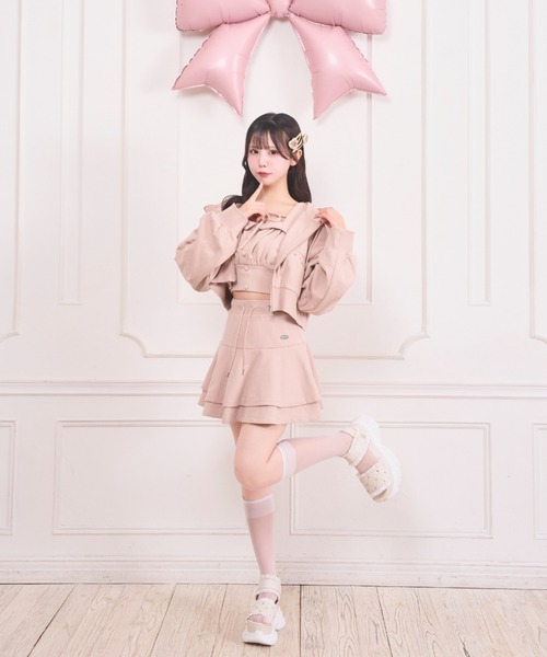 LAFARY（ラファリー）の「スウェットビスチェセットアップ（セットアップ・レディース・ピンク/グレー/ピンクベージュ・FREE）」の4枚目の写真