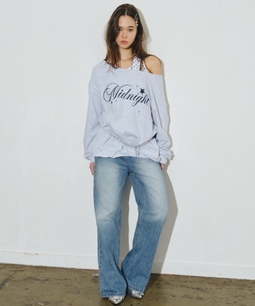 Midnight Move（ミッドナイトムーブ）の「A'GEM/9 × .kom 『MIDNIGHT MOVE/ミッドナイトムーブ』dot mtm/ドットスウェットシャツ（スウェット・レディース・オフホワイト/ネイビー・FREE）」の12枚目の写真