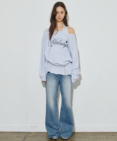 Midnight Move（ミッドナイトムーブ）の「A'GEM/9 × .kom 『MIDNIGHT MOVE/ミッドナイトムーブ』dot mtm/ドットスウェットシャツ（スウェット・レディース・オフホワイト/ネイビー・FREE）」の13枚目の写真