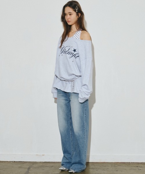 Midnight Move（ミッドナイトムーブ）の「A'GEM/9 × .kom 『MIDNIGHT MOVE/ミッドナイトムーブ』dot mtm/ドットスウェットシャツ（スウェット・レディース・オフホワイト/ネイビー・FREE）」の14枚目の写真
