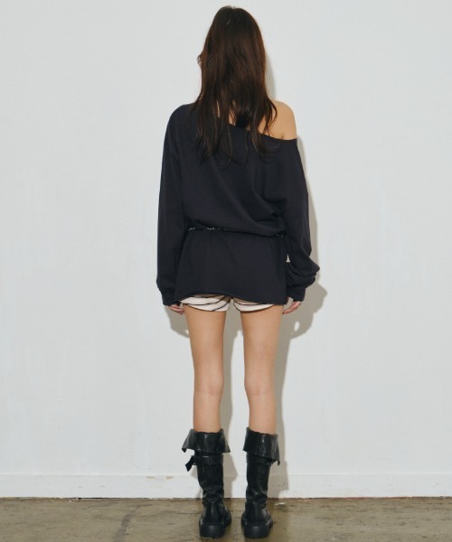Midnight Move（ミッドナイトムーブ）の「A'GEM/9 × .kom 『MIDNIGHT MOVE/ミッドナイトムーブ』dot mtm/ドットスウェットシャツ（スウェット・レディース・オフホワイト/ネイビー・FREE）」の4枚目の写真