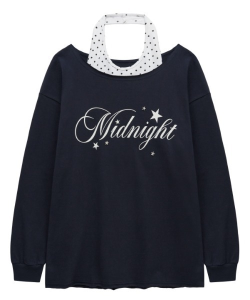 Midnight Move（ミッドナイトムーブ）の「A'GEM/9 × .kom 『MIDNIGHT MOVE/ミッドナイトムーブ』dot mtm/ドットスウェットシャツ（スウェット・レディース・オフホワイト/ネイビー・FREE）」の8枚目の写真