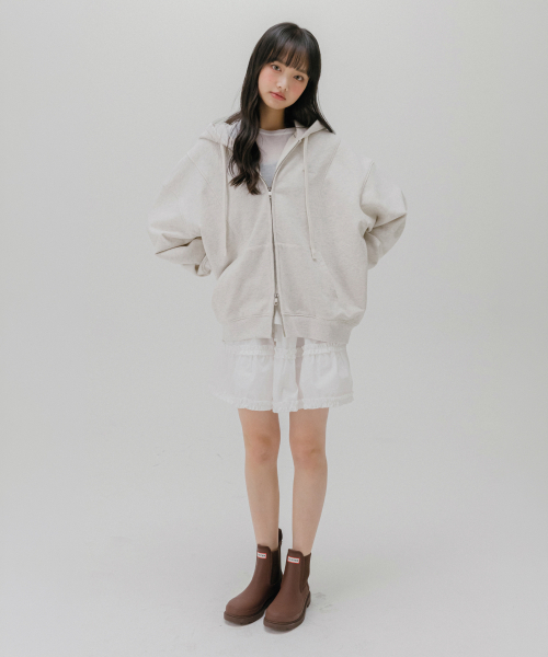 MELLOTORY(メロートリー)の「フードスウェットジップアップジャケット (2カラー)(パーカー・レディース・ライトグレー/ライトピンク・FREE)」の7枚目の写真