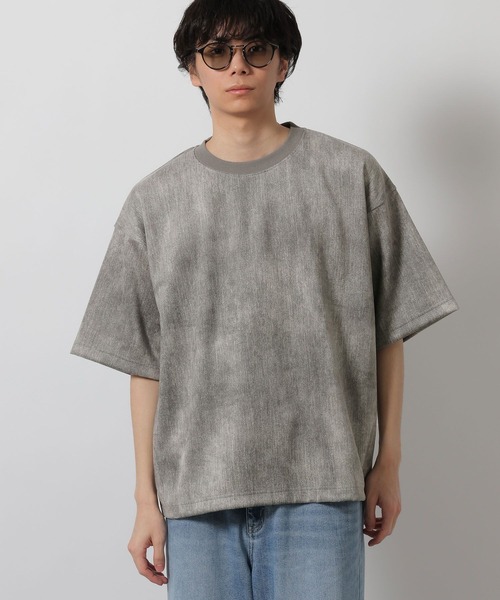 LAKOLE(ラコレ)の「ムラスエードT / 662013(Tシャツ/カットソー・メンズ・ライトグレー/グリーン/チャコール・LARGE/MEDIUM)」の1枚目の写真