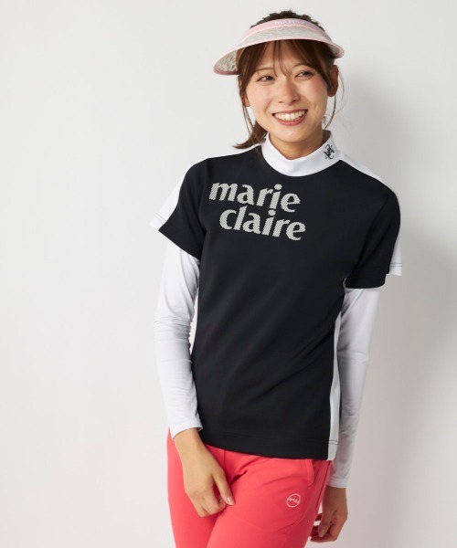 marie claire(マリ・クレール)の「【marie claire:マリ.クレール】レディース半袖シャツ+インナーセット 吸汗速乾 ゴルフ(シャツ/ブラウス・レディース・ホワイト/ブルー/ブラック・XX-LARGE/X-LARGE/LARGE/MEDIUM)」の2枚目の写真