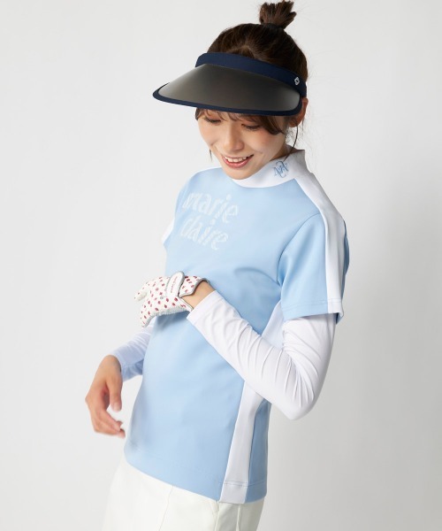 marie claire(マリ・クレール)の「【marie claire:マリ.クレール】レディース半袖シャツ+インナーセット 吸汗速乾 ゴルフ(シャツ/ブラウス・レディース・ホワイト/ブルー/ブラック・XX-LARGE/X-LARGE/LARGE/MEDIUM)」の5枚目の写真