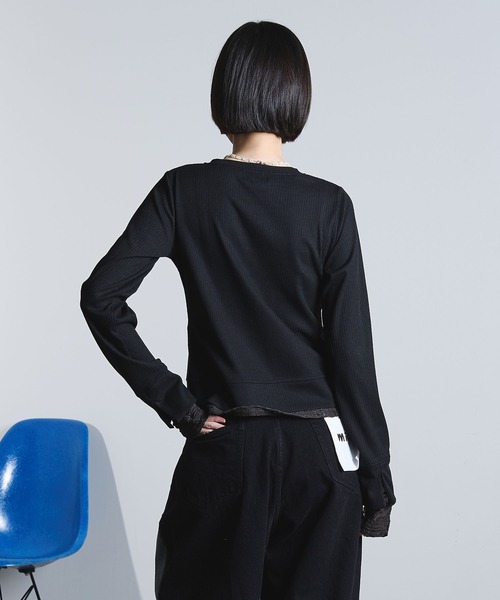 ROSE BUD（ローズバッド）の「FAKE LAYERED CARDIGAN（カーディガン/ボレロ・レディース・オフホワイト/ブラック/ブルー・ONE SIZE）」の12枚目の写真