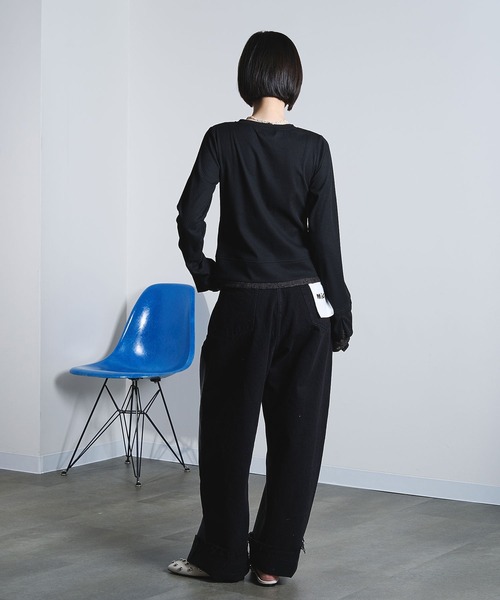 ROSE BUD（ローズバッド）の「FAKE LAYERED CARDIGAN（カーディガン/ボレロ・レディース・オフホワイト/ブラック/ブルー・ONE SIZE）」の15枚目の写真