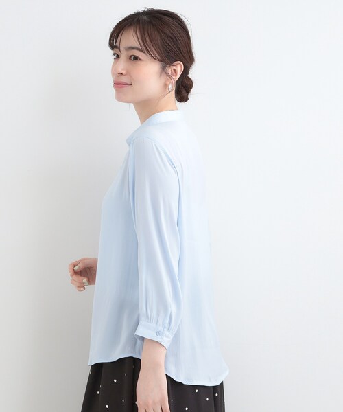 SHOO・LA・RUE（シューラルー）の「【S-LL/7分袖】首元をすっきり魅せる　大人の上品サテンブラウス（シャツ/ブラウス・レディース・ライトブルー/ブラック系6/ホワイト系7・03/02/01/04）」の17枚目の写真