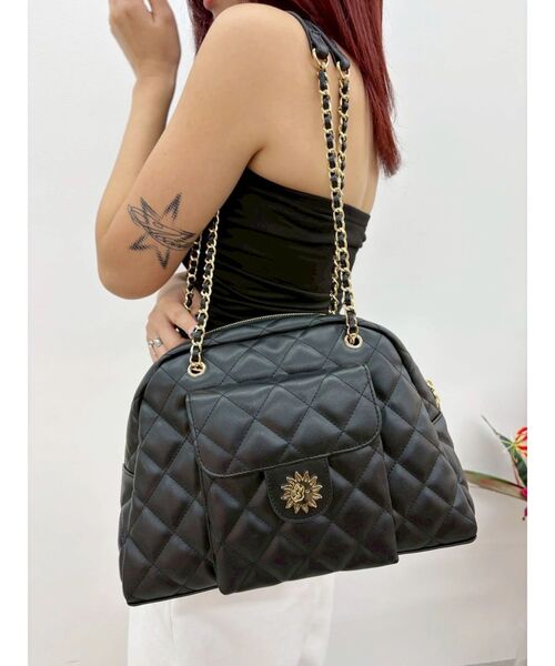 EVRIS(エヴリス)の「キルティングチェーンポケットBAG(ショルダーバッグ・レディース・ブラック/ホワイト・FREE)」の12枚目の写真