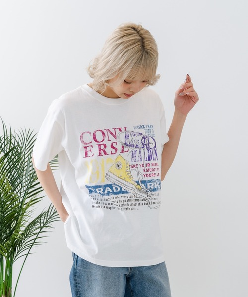 CONVERSE(コンバース)の「【CONVERSE/コンバース】【ゆるめで魅せる抜け感】オーバーサイズTシャツ 綿100% ストリート・アメカジ ユニセックス(Tシャツ/カットソー・レディース・ライトグレー/ホワイト/ブラック・LARGE/MEDIUM)」の5枚目の写真