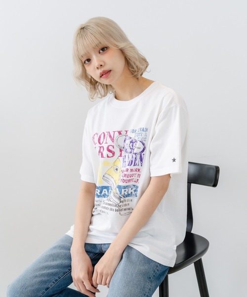 CONVERSE(コンバース)の「【CONVERSE/コンバース】【ゆるめで魅せる抜け感】オーバーサイズTシャツ 綿100% ストリート・アメカジ ユニセックス(Tシャツ/カットソー・レディース・ライトグレー/ホワイト/ブラック・LARGE/MEDIUM)」の6枚目の写真