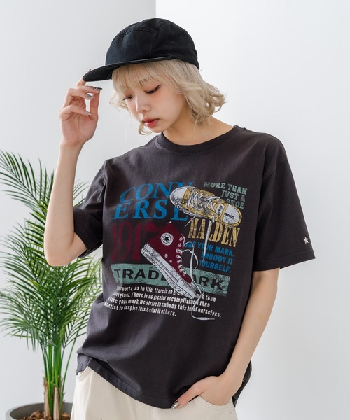 CONVERSE(コンバース)の「【CONVERSE/コンバース】【ゆるめで魅せる抜け感】オーバーサイズTシャツ 綿100% ストリート・アメカジ ユニセックス(Tシャツ/カットソー・レディース・ライトグレー/ホワイト/ブラック・LARGE/MEDIUM)」の13枚目の写真