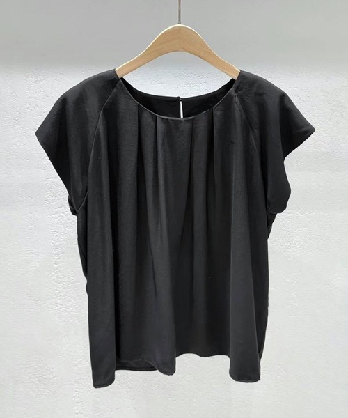 aimoha（アイモハ）の「フレンチスリーブ ドレープカットソー (SS)（Tシャツ/カットソー・レディース・ベージュ/ブラック・FREE）」の9枚目の写真