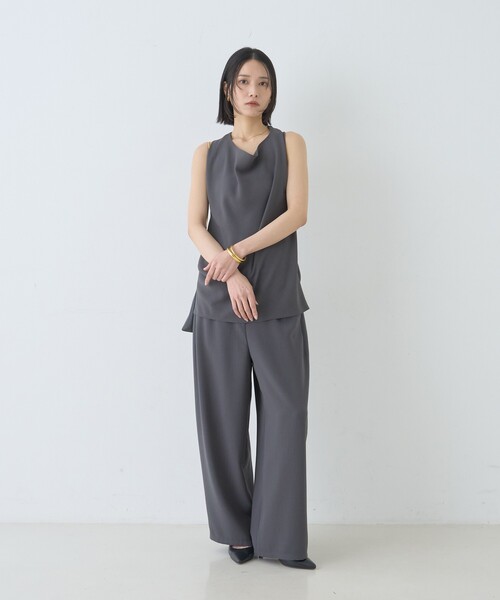 Rouge vif（ルージュヴィフ）の「【セットアップ対応】脇シームレスワイドカーブパンツ（その他パンツ・レディース・チャコールグレー/ブラック・36/38）」の15枚目の写真