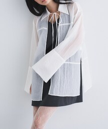 CODE A | point neck ribbon shirts(シャツ/ブラウス)
