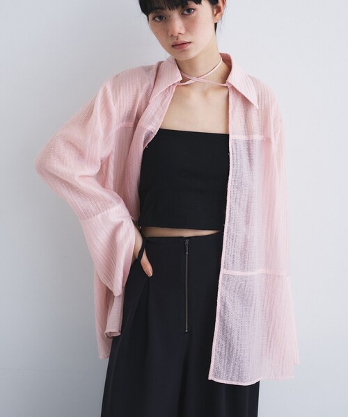 CODE A(コードエー)の「point neck ribbon shirts(シャツ/ブラウス・レディース・ブラック/ホワイト/ピンク・00)」の14枚目の写真