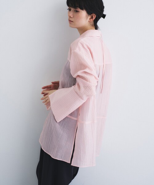 CODE A(コードエー)の「point neck ribbon shirts(シャツ/ブラウス・レディース・ブラック/ホワイト/ピンク・00)」の15枚目の写真