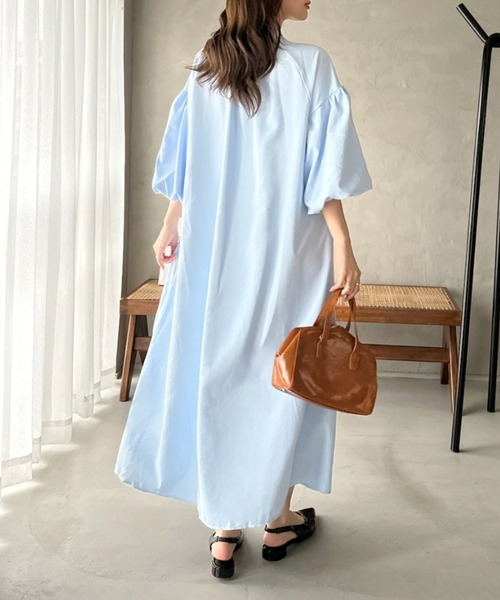 Eclat one(エクラワン)の「【Eclat one】バンドカラー ボリュームスリーブ ロングシャツ ワンピース(ワンピース・レディース・ラベンダー/ブルー/ブラック・FREE)」の13枚目の写真