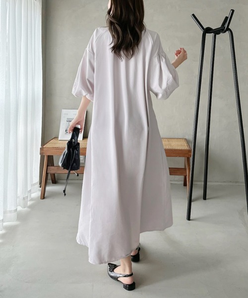Eclat one(エクラワン)の「【Eclat one】バンドカラー ボリュームスリーブ ロングシャツ ワンピース(ワンピース・レディース・ラベンダー/ブルー/ブラック・FREE)」の21枚目の写真