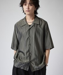 キュプラストライプ半袖シャツ