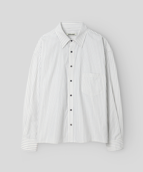 INDUST(インダスト)の「クロップローレンストライプシャツ_アイボリー(シャツ/ブラウス・レディース・アイボリー・1(S)/2(M)/3(L))」の1枚目の写真