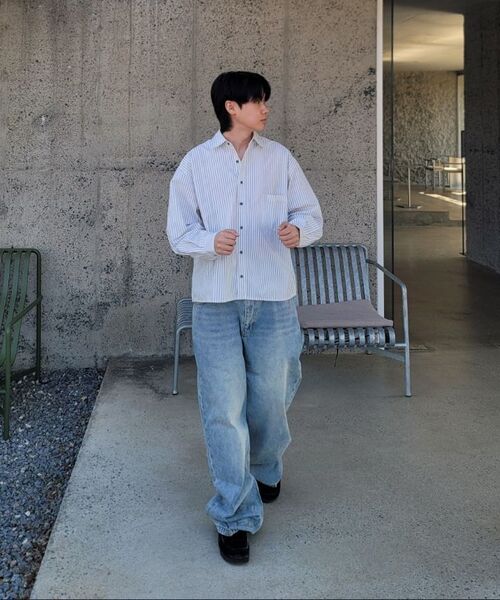 INDUST(インダスト)の「クロップローレンストライプシャツ_アイボリー(シャツ/ブラウス・レディース・アイボリー・1(S)/2(M)/3(L))」の4枚目の写真